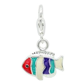 Sexy Sparkles Fish W/Multi Colors Clip On For Bracelet Charm Pendant for European Charm Jewelry with Lobster Clasp