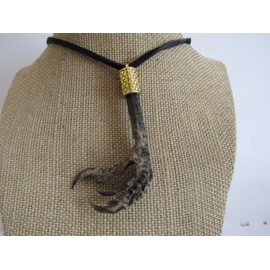 Real Crow Foot/Talon Claw Necklace Bird Feet Animal Bone Jewelry Gold N4885