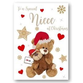 Second Ave Niece Bear Heart Christmas Xmas Holiday Festive Greetings Card