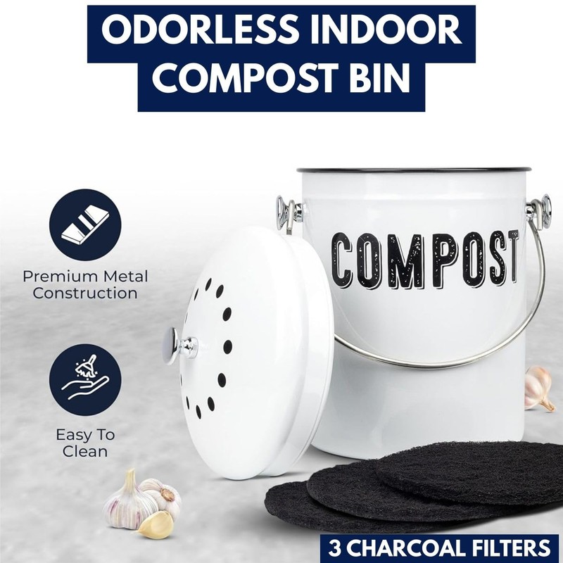 Granrosi Countertop Compost Bin Kitchen - 1.3 Gal Indoor Compost