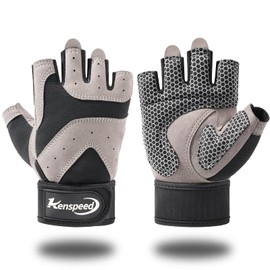 Kenspeed Workout Gloves Gym Gloves for Men and Women Weight Lifting Gloves with Wrist Support Full Palm Protection Breathable for Trainning, Cycling, Pull-ups, Rowing, Climbing (Black, Large)