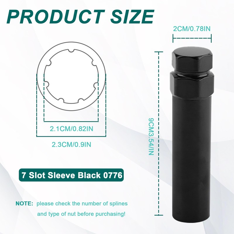 7 Spline Lug Nut Socket,Wheel Lock Key Removal Tool,Replacement for