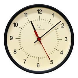 BESTIME RC292E Dual Purpose Wall Clock, Clock Radio Clock, Black Aluminum, Beige Dial, Diameter 6.3 x 1.5 inches (16 x 3.8 cm), Radio Movement, Equipped with High Amplifier Antenna, Kitchen, Living