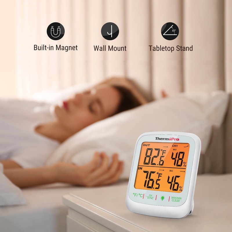ThermoPro TP260B Indoor Outdoor Thermometer Wireless 1000ft/300m Range, Pro Accuracy