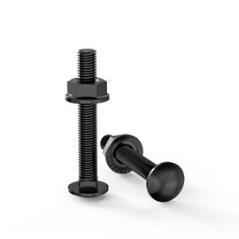 ORTAVA Carriage Bolts M6 x 40 Black Oxide DIN 603 (Pack of 20) with Hex Flange Nut, Made of Stainless Steel A2 V2A, Round-Head Screws