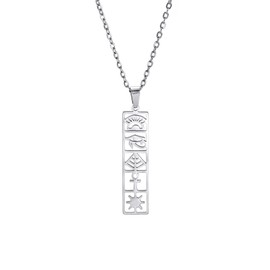 VASSAGO Ancient Egyptian Symbol Necklaces Ankh Cross Eye of Horus Pendant Necklace Vintage Egyptian Pyramid Pendant Necklace Half Sun Necklace Lucky Amulet Jewellery Gift, stainless steel