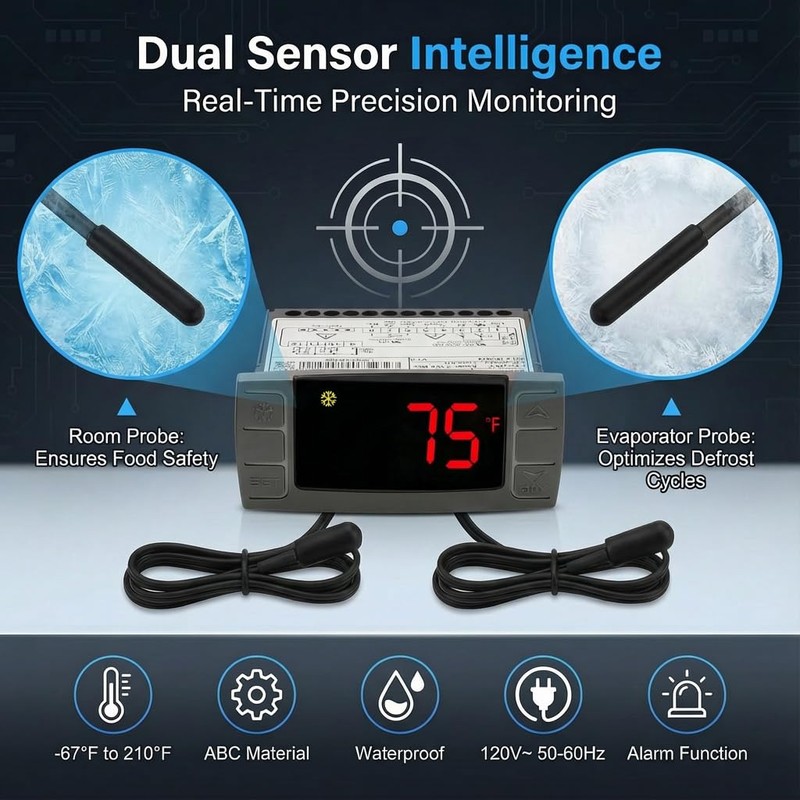 Digital Temperature Controller XR06CX-4N1F1 for Commercial Refrigeration, 120V Replacement for