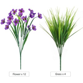 godenjegins 16pcs Outdoor Artificial Flowers UV Resistant Fake Flowers Bulk Artificial Flowers for Decoration Faux Silk Flowers for Garden Porch Window Box Hanging Planter Decorating