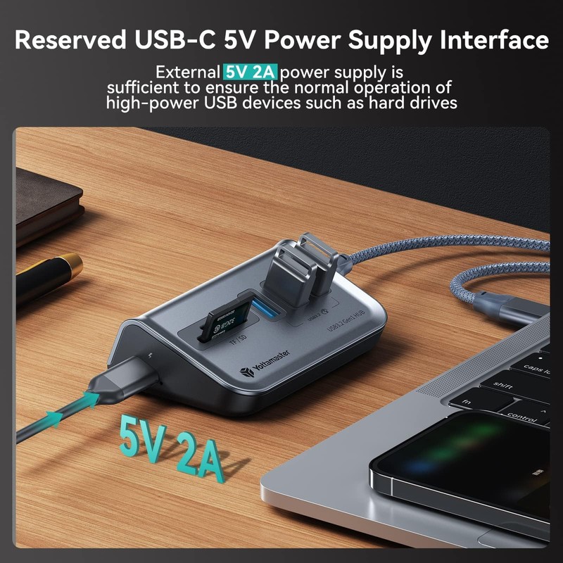 Yottamaster 4 Port USB 3.0 Hub, Powered USB Hub 5V