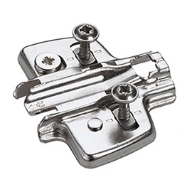 Hettich Direct Cross Mounting Plate with Direct Height Adjustment, Nickel-Plated, Hole Row 37 x 32 mm, with Pilot Pins and Special Screws (for Bore Diameter 5 x 7.5 mm), Distance 1.5 mm _ Item _
