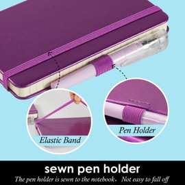 NIRMIRO (3 Pack) Pocket Journal Notebook, Small Mini Notepad with Pens for Work, hardcover A6 Notebook 3.7" x 5.7" College Ruled with 100Gsm Premium Lined Paper, Pearlescent Purple