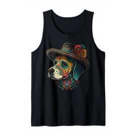 Mexican Dog Cinco De Mayo Sugar Skull Sombrero Tank Top
