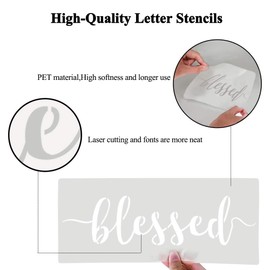 Letter Stencils for Painting on Wood Canvas and More - Reusable Large Alphabet Welcome Calligraphy Font Suitable for Home and Front Door , Porch or Outside Decoration Fabric Chalkboard Plastic