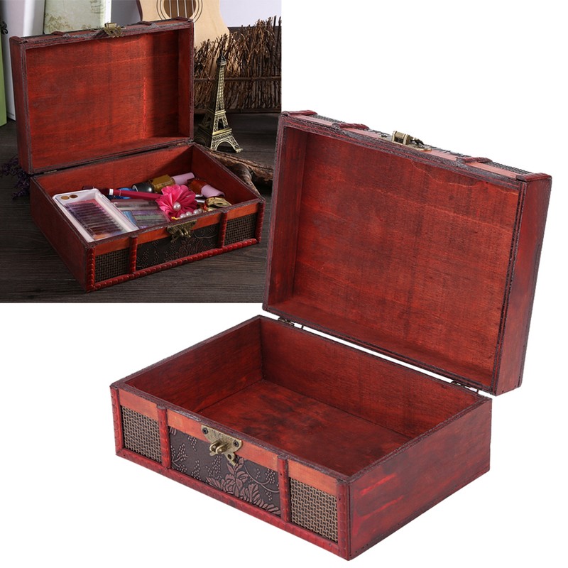 Classical Wooden Jewelry Storage Box Chest Case Holder Organizer with