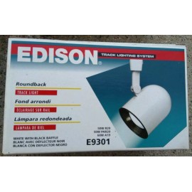 White EDISON E9301 Roundback Track Light, White with Black Baffle 50W R20 - NEW
