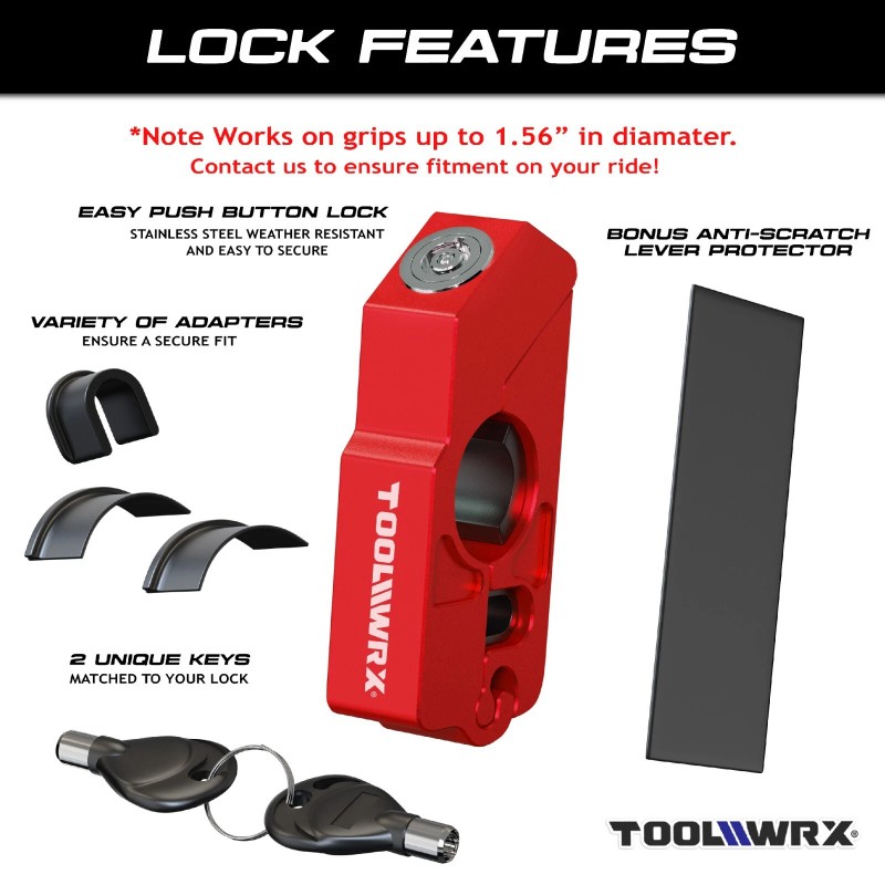 ToolWRX Motorcycle Lock Heavy Duty Anti Theft for Scooter &