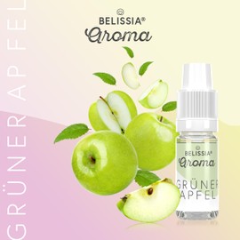 Belissia Food Aroma, Green Apple, High Dose, 10 ml, for Use in Food and Drinks in Nebulisers, Fog Machines, Diffusers and Much More