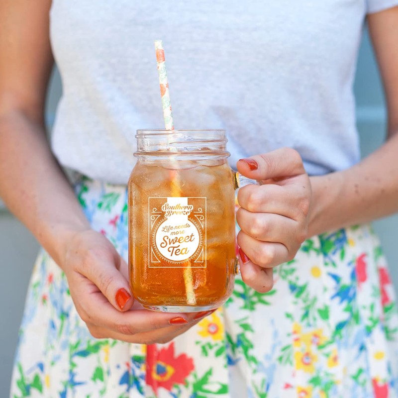 Southern Breeze Sweet Tea Glass Mason Jar