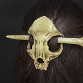 GuoShuang Pinza Para El Cabello Con Forma De Calavera Gótica Y Varilla De Hueso – Accesorios Retro De Resina Para El Cabello De Mujer, Estilo Witchcore Punk Alternativo Para Moños Y Recogidos