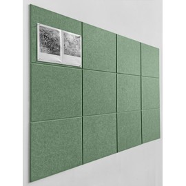 DECORITA Large Cork Board Alternative - 47"x35" 12 Pack Felt Wall Tiles with Safe Removable Adhesive Tabs, Cork Wall Tiles Cork Board for Home Office Pin Board Tack Board 48 x 36 - Forest Green
