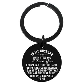 Ghloyza Husband Gifts Keychain from Wife Birthday Valentine's Day Gift Hubby Anniversary Keyring for Him Men Key Chain To My Husband
