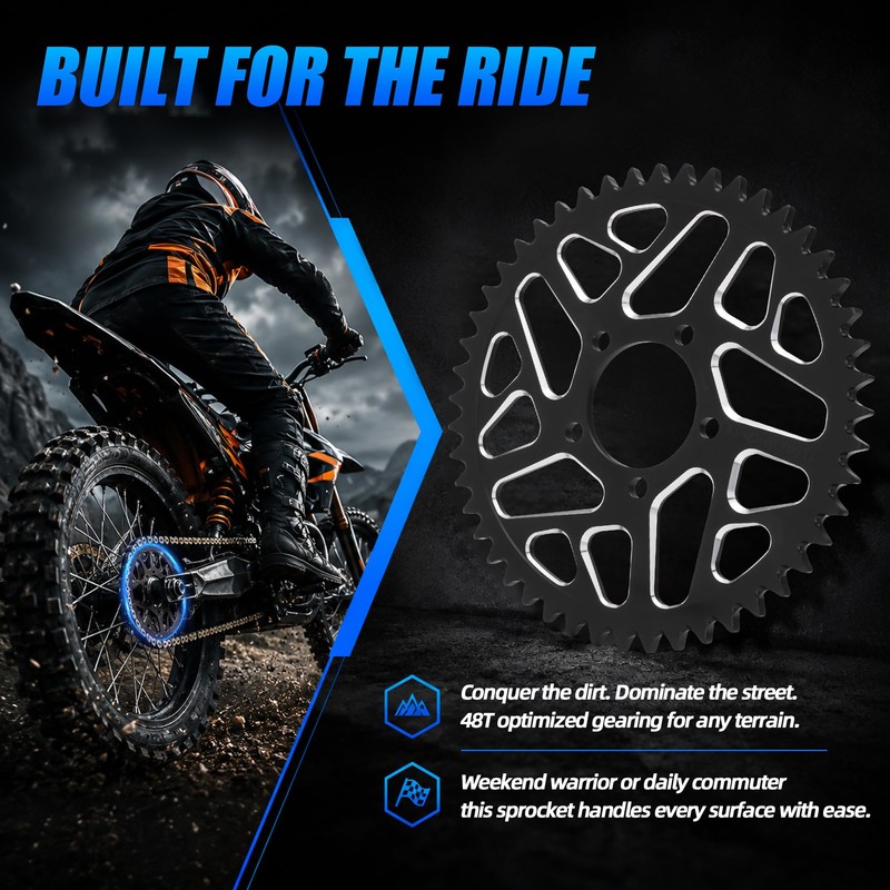 IUVWISN Dirt Bike Sprocket 48 Teeth Rear Chain Sprockets 420