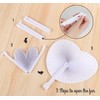 Sweelov Pack of 36 Wedding Paper Fans Heart Shaped White