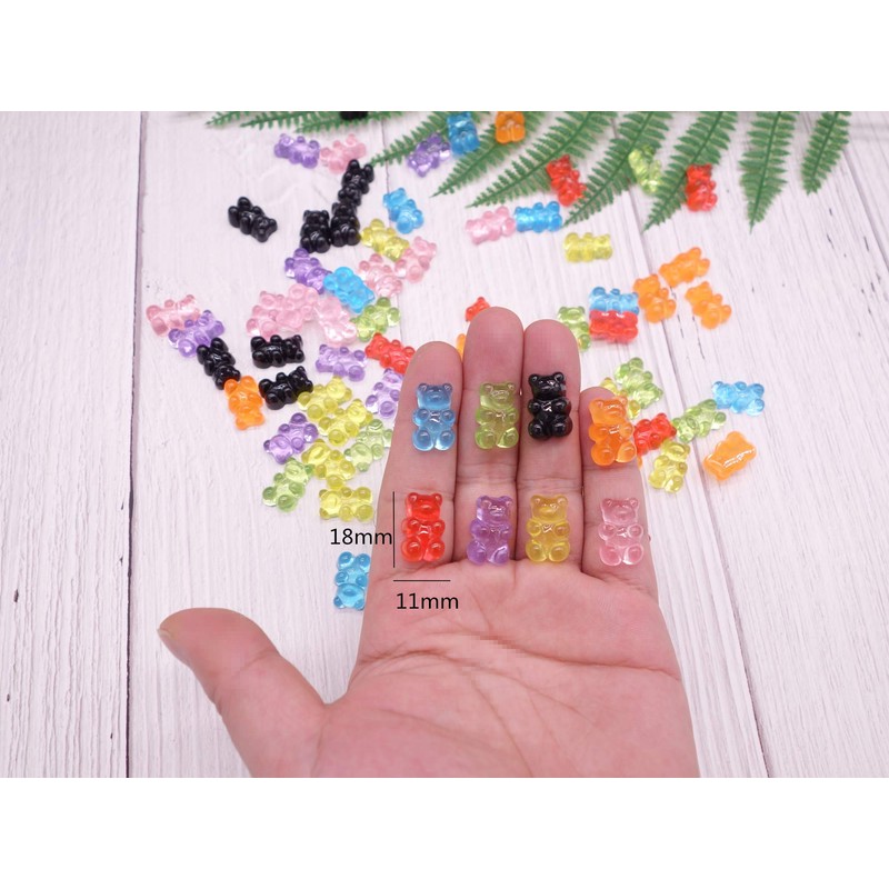 Smanzu 80 Pcs Candy Gummy Bear Charms Resin Bear Pendants
