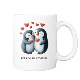 Penguin Love Mug 11oz White Ceramic Mugs Gift for Him Her Girlfriend Boyfriend Valentines Birthday Anniversary Christmas