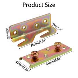 ZHMEINA 4 Sets Bed Rail Brackets, Bed Frame Brackets Heavy Duty, No-Mortise Beds Frame Hardware Connectors, Wooden Beds Rail Fittings with Screws for Headboards Footboards