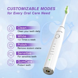 Smile-O-Villa Advanced Sonic Electric Toothbrush with 4 Replacement Heads – Multiple Modes for Deep Clean