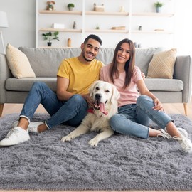 Noahas Fluffy Grey 8x10 Area Rugs for Living Room,Thick Plush Shag Rug,Large Living Room Rugs,Big Fuzzy Carpet,Shaggy Rugs for Bedroom,Soft Comfy Kids Rugs Nursery Rug Living Room Decor