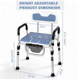 NnsZenith 3 in 1 Bedside Commode Chair and Shower Chair for Elderly Adults