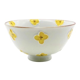 Imari Pottery 480062 Rice Bowl, Rice Bowl, Flowers, Yellow, 5.1 inches (13 cm), Hana, Small Flowers, Tokushichi Kiln, Made in Japan