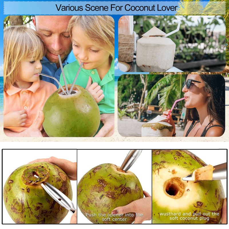 JALCH Coconut Opener Set Effortlessly Crack Open Coconuts with Stainless