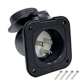 Sintron 15 Amp Flanged Inlet 125V, NEMA 5-15P Shore Power Inlet Receptacle, Generator AC Port Electric Plug 1875W, Weatherproof Cover Recessed Male Outlet, ETL Listed, Straight Blade 2 Pole 3 Wire