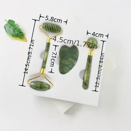 Natural Stone Massage Tool Set, 3 Counts/set Gua Sha Board and Skin Roller, Body Massage Tool, Facial Massage Tool, Skincare Tools for Women