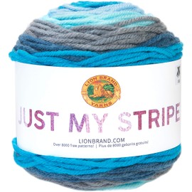 Lion Brand Yarn 502-613 Just My Stripe Yarn, One Size, Blue Raspberry