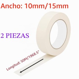 Qrity 2 Rollos 15 mm x 50 m Cinta de Pintor, para Pintar, Decorar, Bricolaje, Oficina, Arte y Manualidades, Blanco Cinta