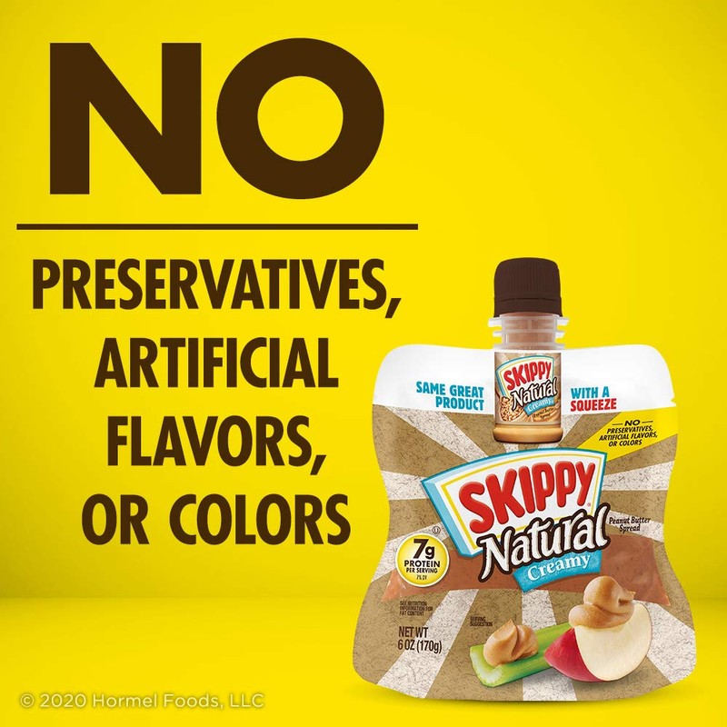 SKIPPY Squeeze Natural Creamy Peanut Butter, 6 Ounce (Pack of