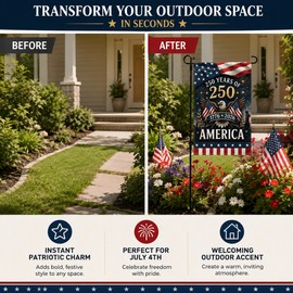 250 Year USA Anniversary Garden Flag 1776–2026, Double-Sided Patriotic Yard Banner, Waterproof Polyester July 4th Outdoor Decor for Garden, Lawn, Porch, Patio