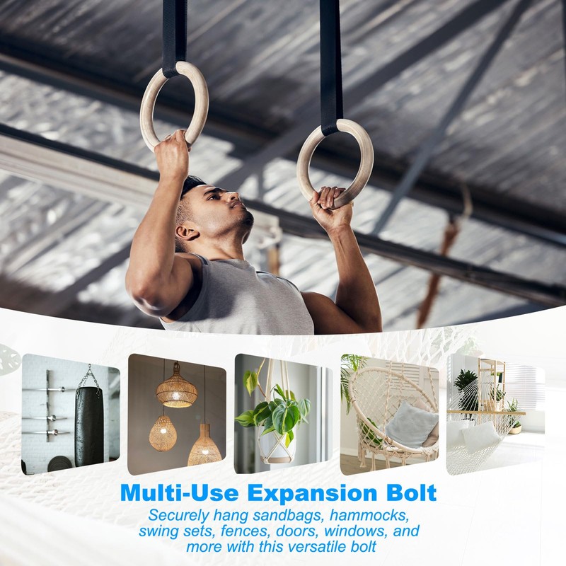 MECCANIXITY Concrete Wall Hook M6x90mm, Expansion Shoulder Eye Bolts Open