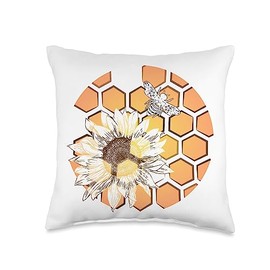 Cozy Bee Tees Sunny Beehive Throw Pillow, 16x16, Multicolor