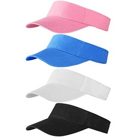 Trounistro 4 Pack Sun Sports Visor Hats Adjustable Hat Summer Cotton Cap for Golf Cycling Fishing Tennis Running Jogging and Other Sports (Style 2)