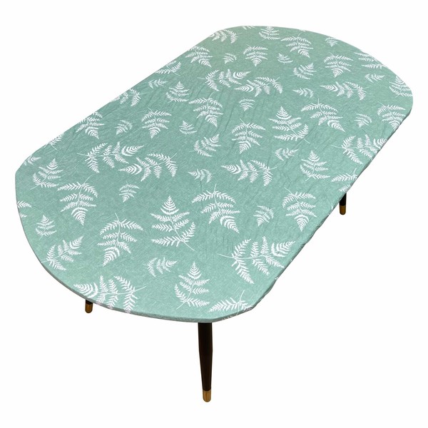 Pioggia Oval Classic Elastic Edged Flannel Backed Vinyl Fitted Table