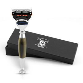Haryali London Fusion 5 Razor for Men, Women’s Razor, Face Razor, Horn Imitation Handle