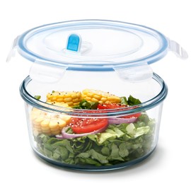 NUTRIUPS 1.6L Glass Food Storage Containers Set, Round Meal Prep Containers, Glass Bowls With Lid