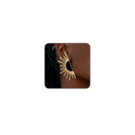 Gold Statement Earrings for Women Sunburst Formal Big Large Statement Earring Chunky Gold Earrings Geometric Fan Shape Sun Earring Irregular Drop Dangle