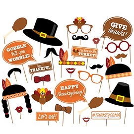 Soochat DIY Photo Booth Props 29Pcs Fall Party Decorations, Thanksgiving Day Props