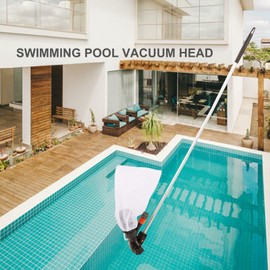 Portable Pool Vacuum Jet Underwater Cleaner with Flexible Rod Drawstring Bag Swimming Pool Leaf Vacuum Fountains Surface Cleaning Tools Removes Debris Clean Corners